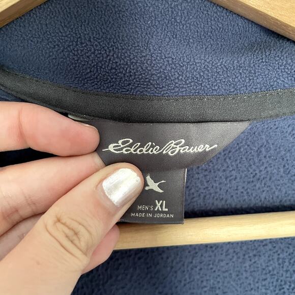 Eddie Bauer men's XL blue fleece full zip sweater jacket warm fall winter basic - Picture 3 of 6